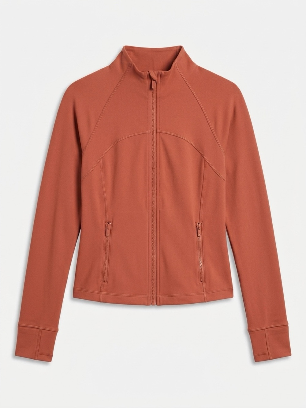 Women's Bomber Jacket in Rust Orange - Lightweight Zip-Up - Size Large